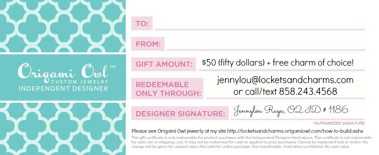 Congratulations, You Got an Origami Owl Gift Certificate, Now What